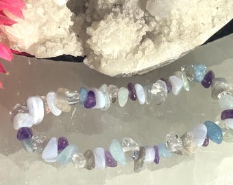 Pulseira de Cura com Cristal de Aquário | Intuição • Clareza • Criatividade • Equilíbrio