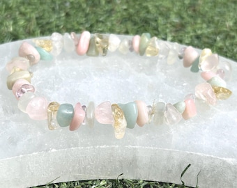 Self Love Crystal Healing Bracelet: Rose Quartz, Moonstone & Ametrine