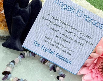 Angels Embrace Crystal Bracelet: Healing Jewellery for Peace, Protection & Eternal Love, Angelite, Amethyst, Rose Quartz, Labradorite