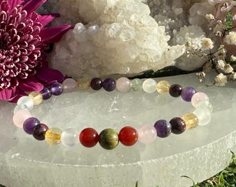 Fertility Crystal Healing Bracelet: Rose Quartz, Moonstone, Citrine