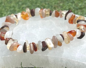 Solar Plexus Chakra Bracelet: Carnelian, Sunstone & Citrine Gemstones