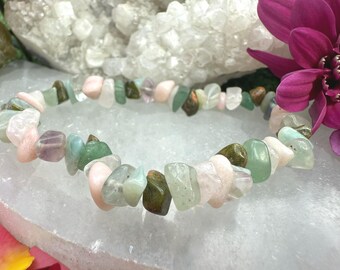 Heart Chakra Crystal Bracelet: Rose Quartz, Amazonite, Aventurine