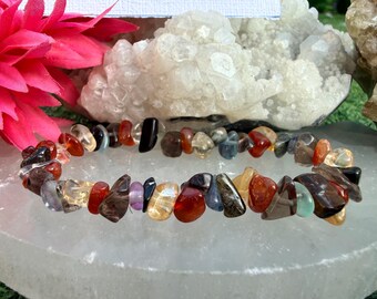 Low Mood Crystal Healing Bracelet: Smokey Quartz, Carnelian, Black Tourmaline