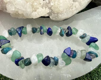 Pulseira Impulso de Crescimento | Aventurina Verde, Fluorita, Apatita, Pedra da Lua (Feita à Mão)