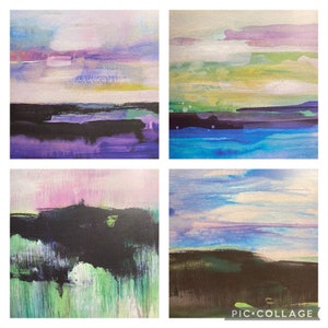 Landscape Greetings cards Abstract landscape art card blank greeting - set of 4, taken from my original paintings.