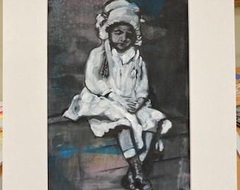 Original painting - Unforgotten series - Victorian girl - Original acrylic and pencil painting from a vintage photo.