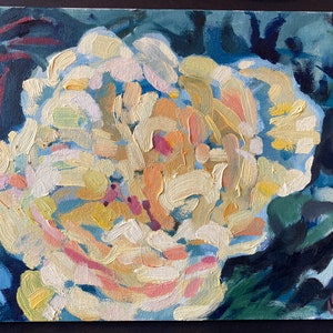 Original painting - Yellow Rose absract / abstracted impressionist original oil painting on canvas