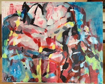 Original painting - Abstract painting - Crumpled 2 - original Acrylic Abstract Painting.  Expressive.