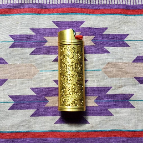 Reliëf Gouden Barok Design - Goud Metalen Aansteker Case / Sleeve voor Grote BIC Aansteker