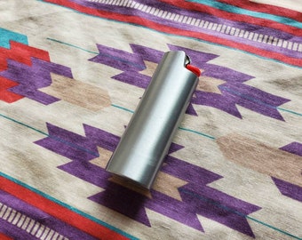 Blank Metal Brushed Silver metal Lighter Case / metal lighter Sleeve for Large BIC Lighter case