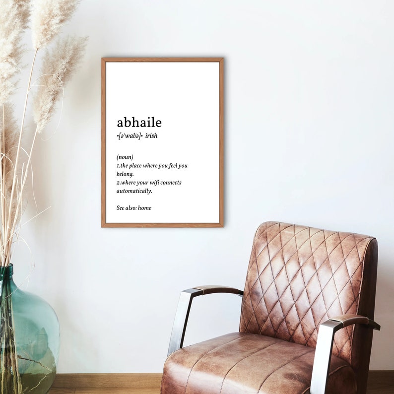 Irish Made Gift Idea Irish Sayings Wall Hangings Abhaile Definition Print A4 Prints Home Wall Art Gaeilge Quotes Irish Language Prints Prints Art Collectibles Delage Com Br