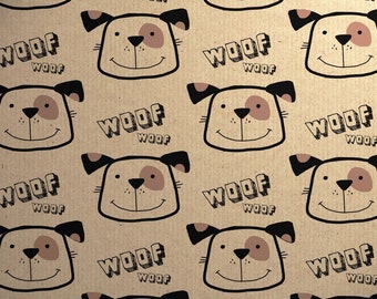 Printed Kraft Paper Gift Wrap Pack 1 Roll - 2M - Happy Earth Dog