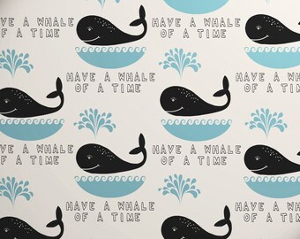 Printed Kraft Paper Gift Wrap Pack 1 Roll - 2M - Happy Earth Whale