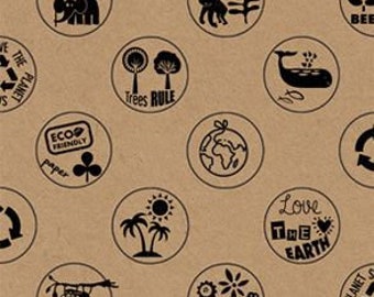 Printed Kraft Paper Gift Wrap Pack 1 Roll - 2M - Love The Earth