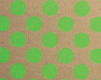 Printed Kraft Paper Gift Wrap Pack 1 Roll - 2M - Spot Neon Glitter Green