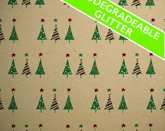 Printed Kraft Paper Gift Wrap Pack 1 Roll - 2M - Bio-Glitter 3 Trees