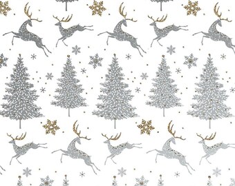 Printed Gift Wrap Pack 1 Roll - 2M - Bio Glitter FSCM Golden Glow Leaping Reindeers