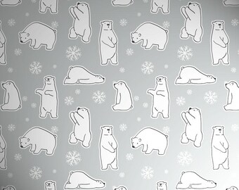 Roll wrap Paper Gift Wrap Roll - 2M - Arctic Polar Bears on Grey
