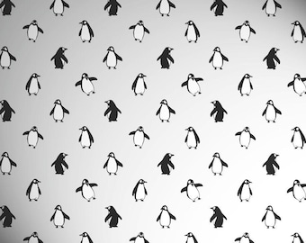Rollwrap Paper Gift Wrap Roll - 2M - Arctic Black and White Penguins on Grey
