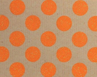 Printed Kraft Paper Gift Wrap Pack 1 Roll - 2M - Spot Neon Glitter Orange