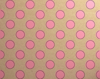 Printed Kraft Paper Gift Wrap Pack 1 Roll - 2M - Botanical Spot Pink