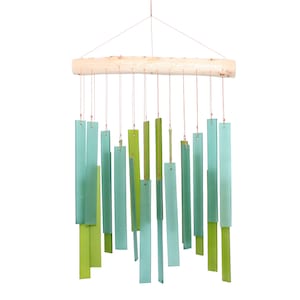 Green and Blue Tumbled Glass Wind Chime - Skyline Design