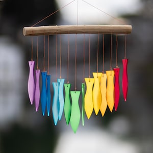 Rainbow Fish Tumbled Glass Wind Chime