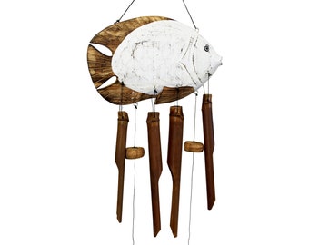 White Sun Fish Bamboo Wind Chime