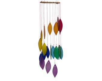 Rainbow Tumbled Glass Wind Chime - Spiral Design