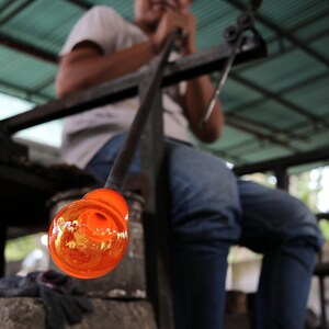Molten Glass Vessel on Gamal Wood Base image 6
