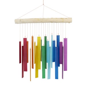 Rainbow Tumbled Glass Wind Chime - Rectangles Design