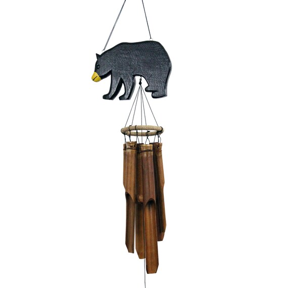 Black Bear Silhouette Bamboo Wind Chime Etsy Hong Kong