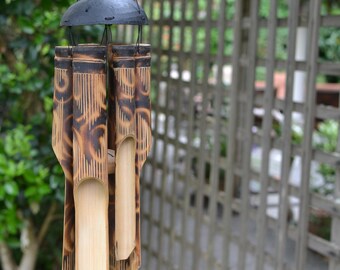 Simple Bamboo Wind Chime - Burnt Design