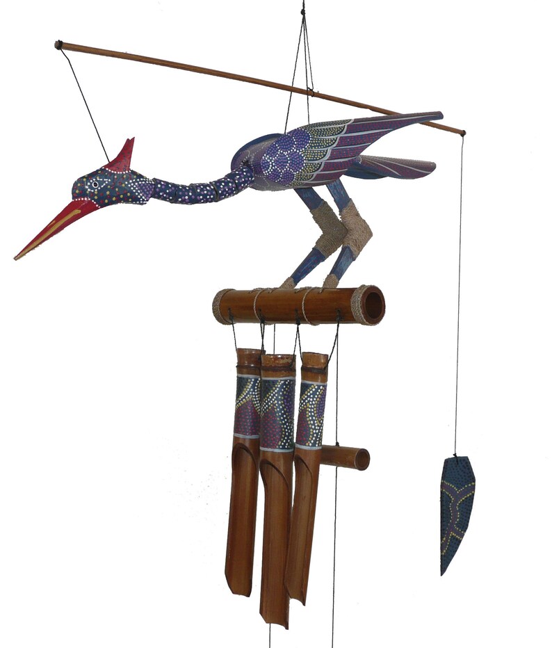 Bobbing Head Bird Bamboo Wind Chime Passion Cohasset Gifts Etsy