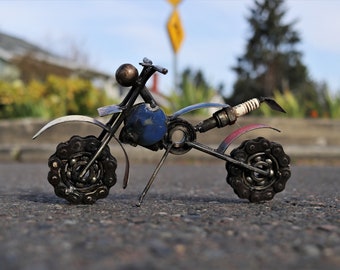 Medium Recycled Steel Motorcycle Sculpture