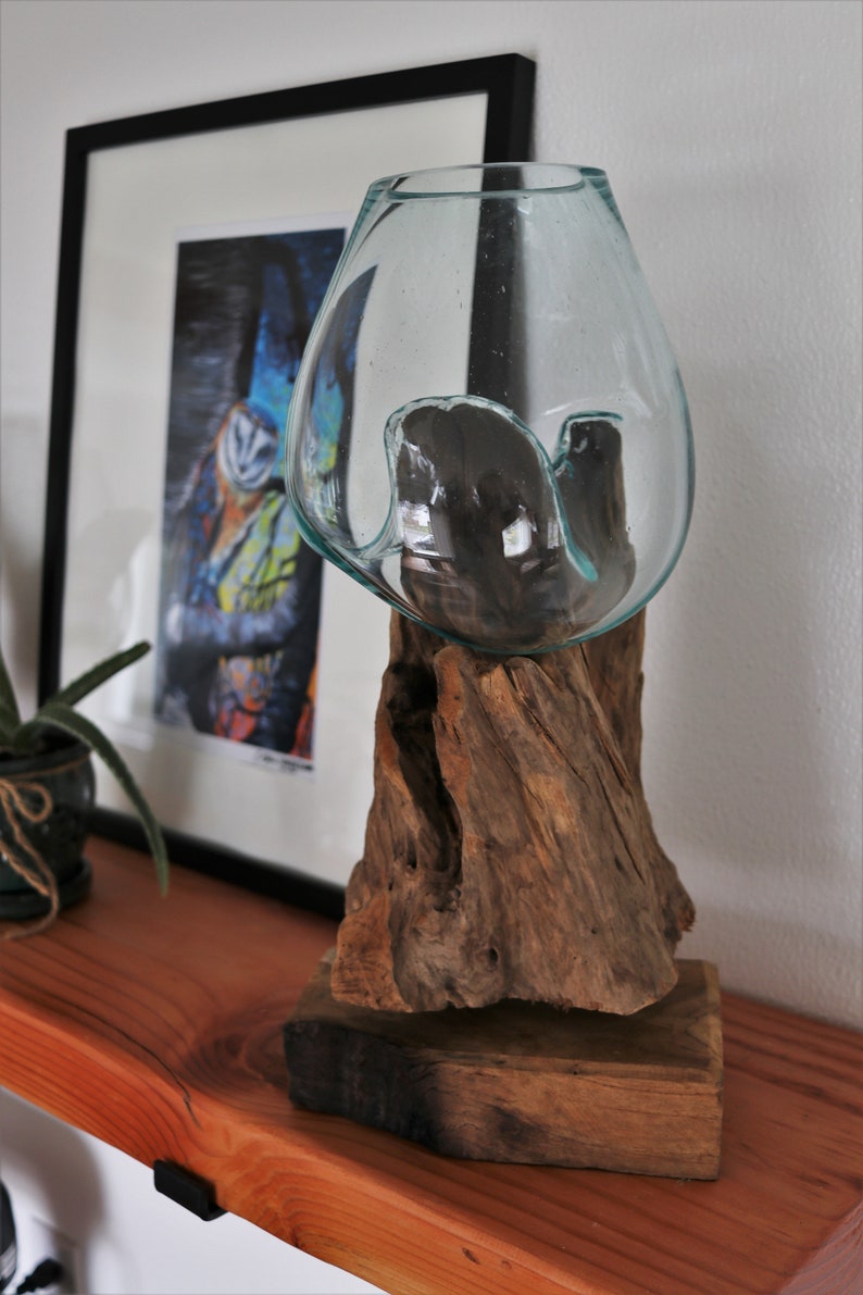 Molten Glass & Ecofriendly Teak Wood Stand Hand Blown Etsy
