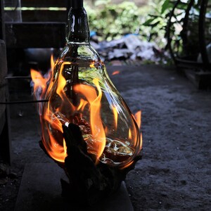 Molten Glass Vessel on Gamal Wood Base image 8