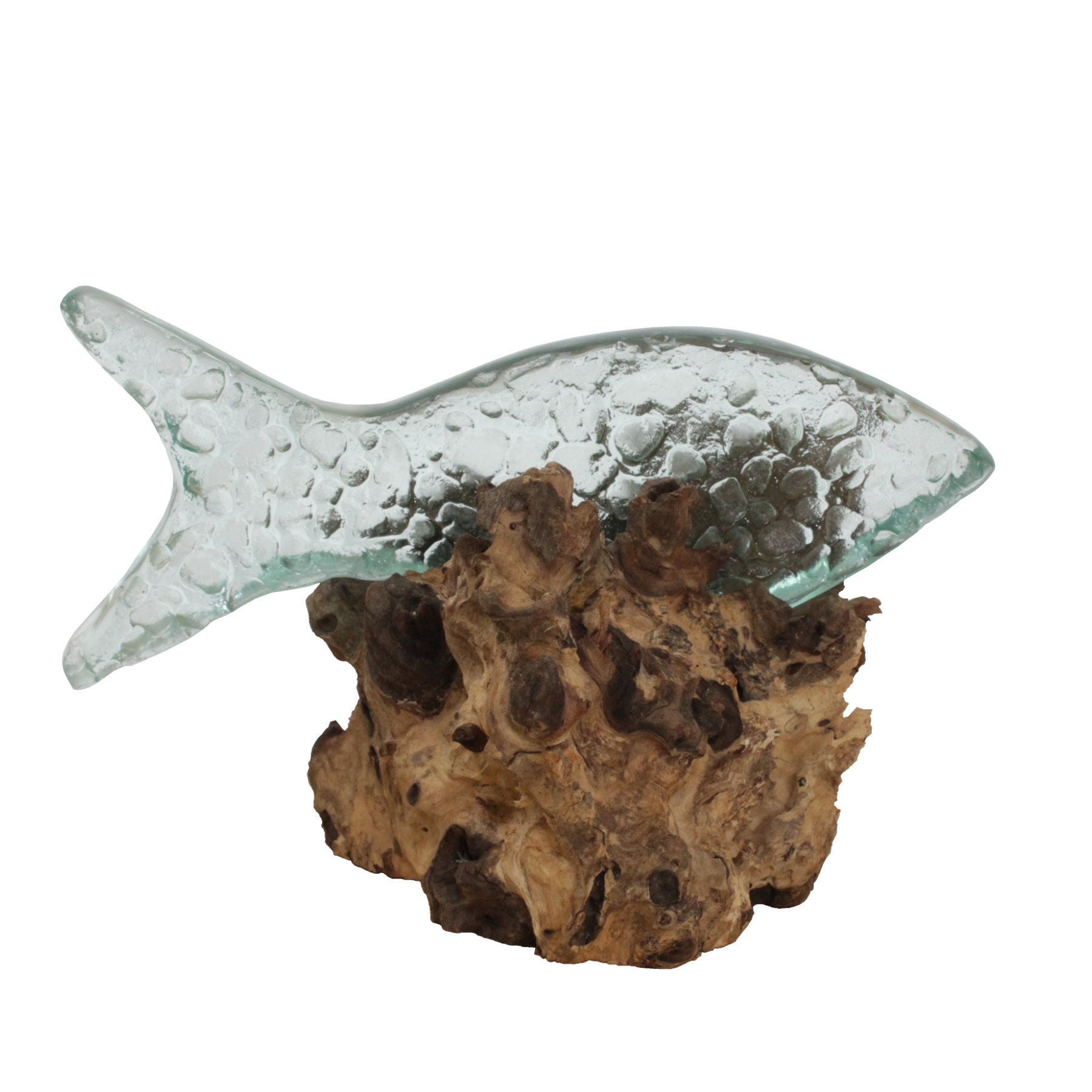 Decorative Glass Fish on Gamal Wood Etsy