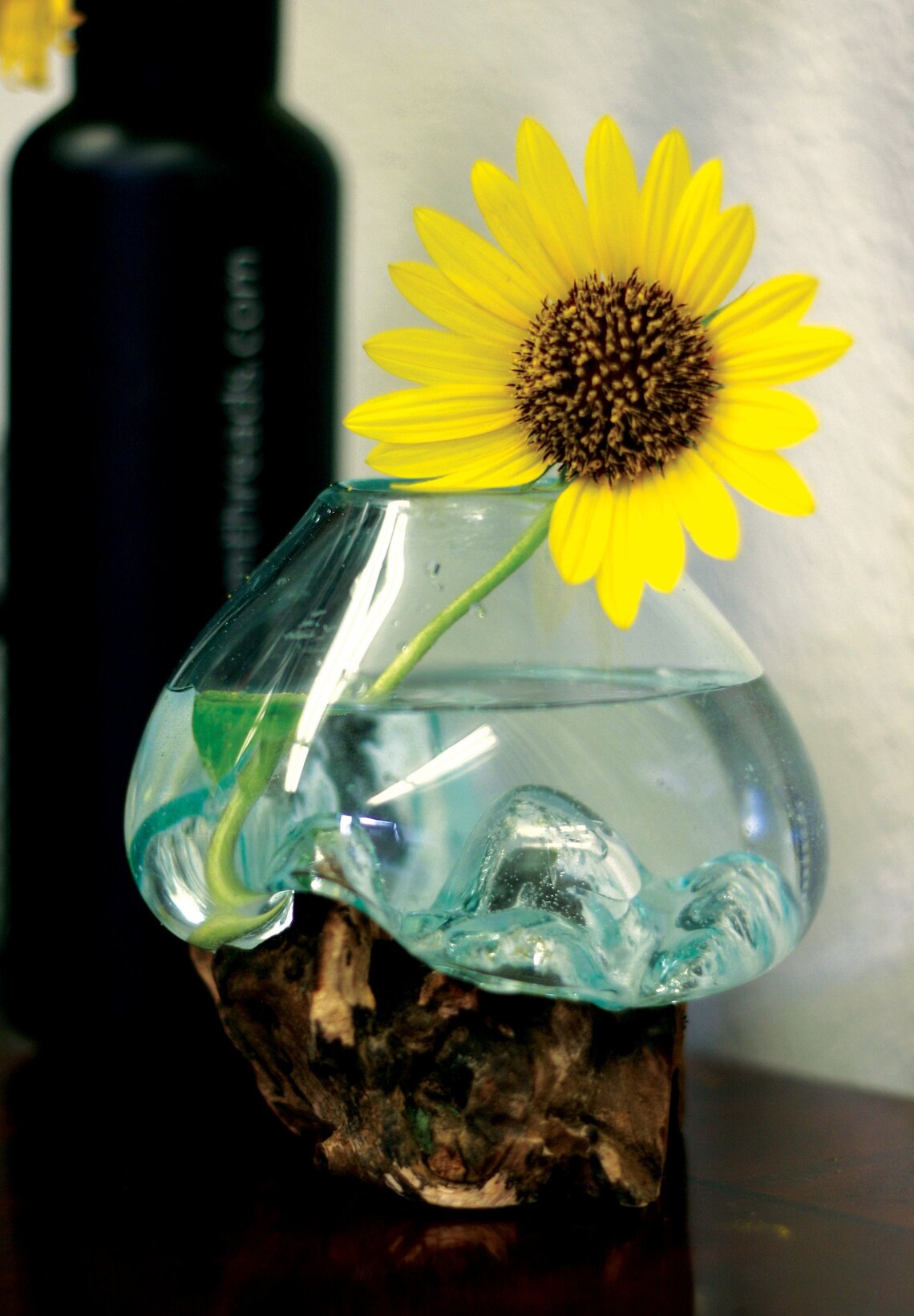 Molten Glass & Ecofriendly Teak Wood Base Hand Blown Etsy