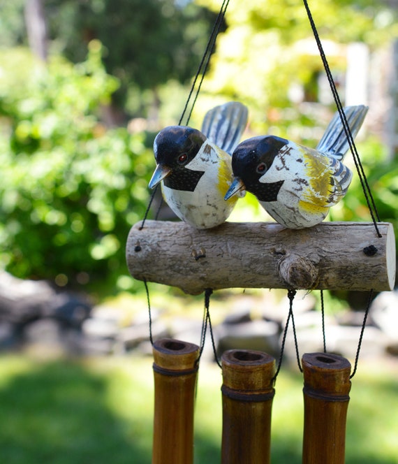 Chickadee Family Wild Bird Bamboo Wind Chime Etsy