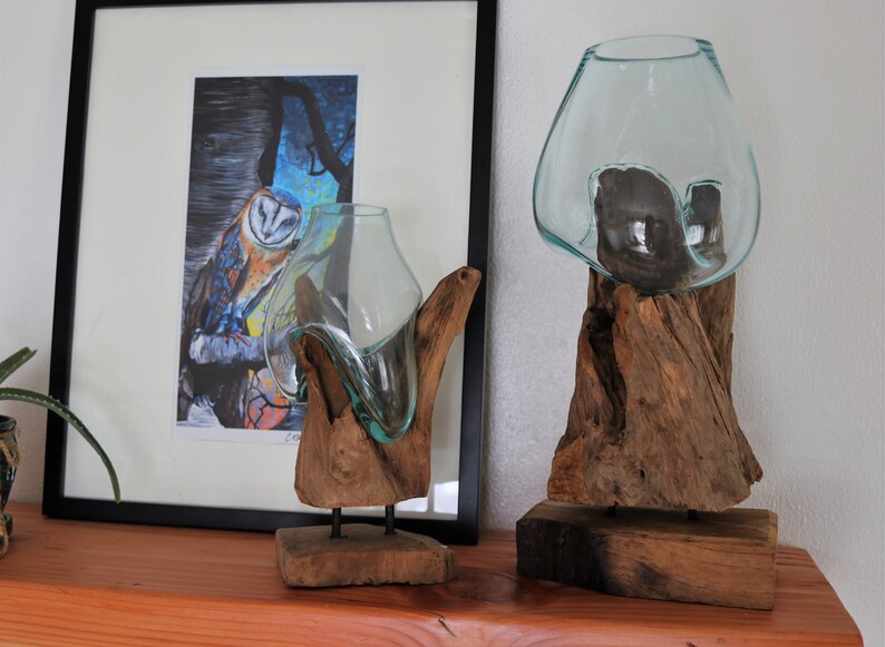 Molten Glass & Ecofriendly Teak Wood Stand Hand Blown Etsy