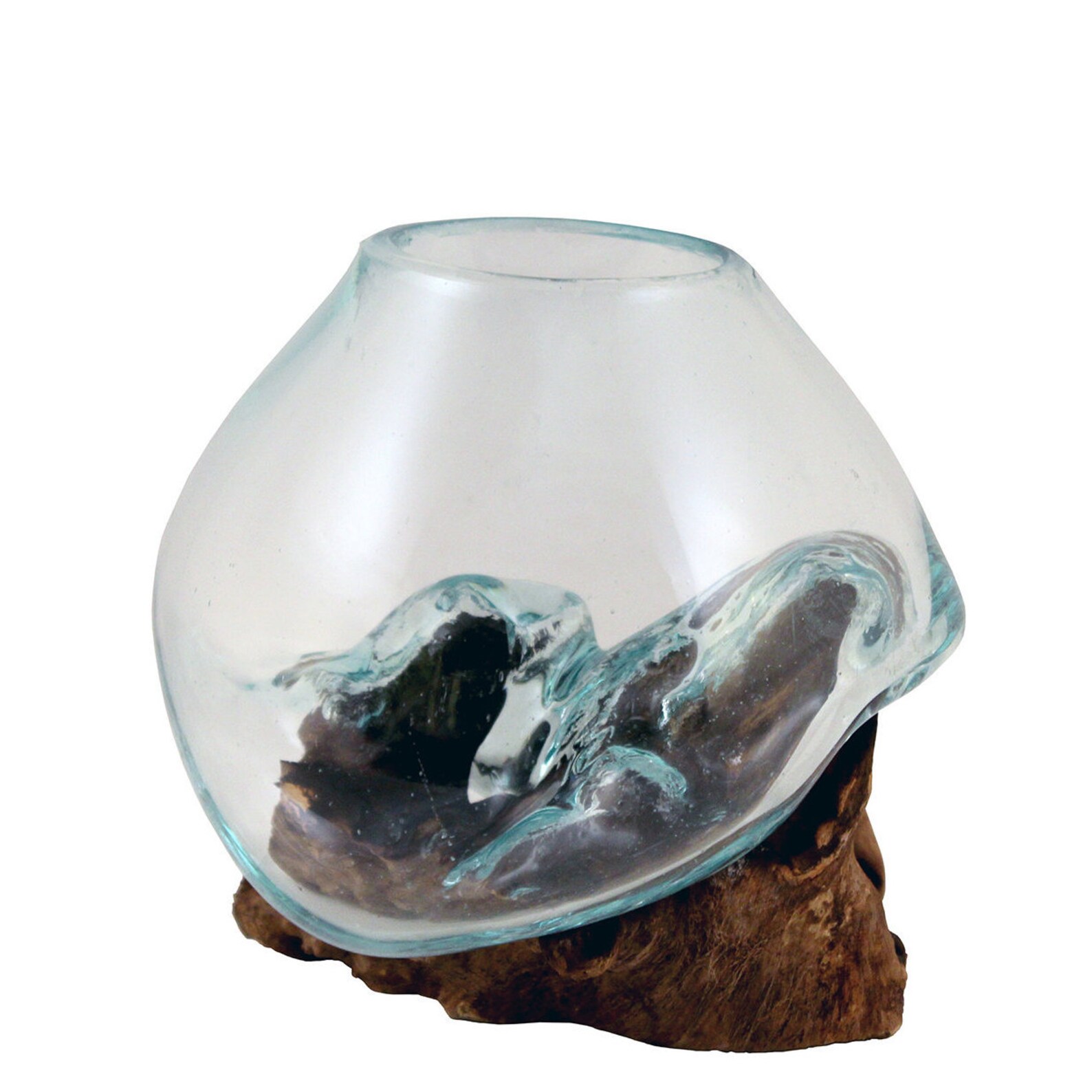 Molten Glass & Ecofriendly Teak Wood Base Hand Blown Etsy