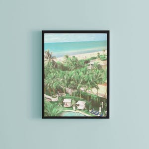 Coastal Print Watercolor Miami Tropical Palm Tree Wall Art, Beach Cottage Decor, Digital Download Printable Artwork