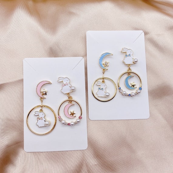 Asymmetrical star 2024 moon earrings