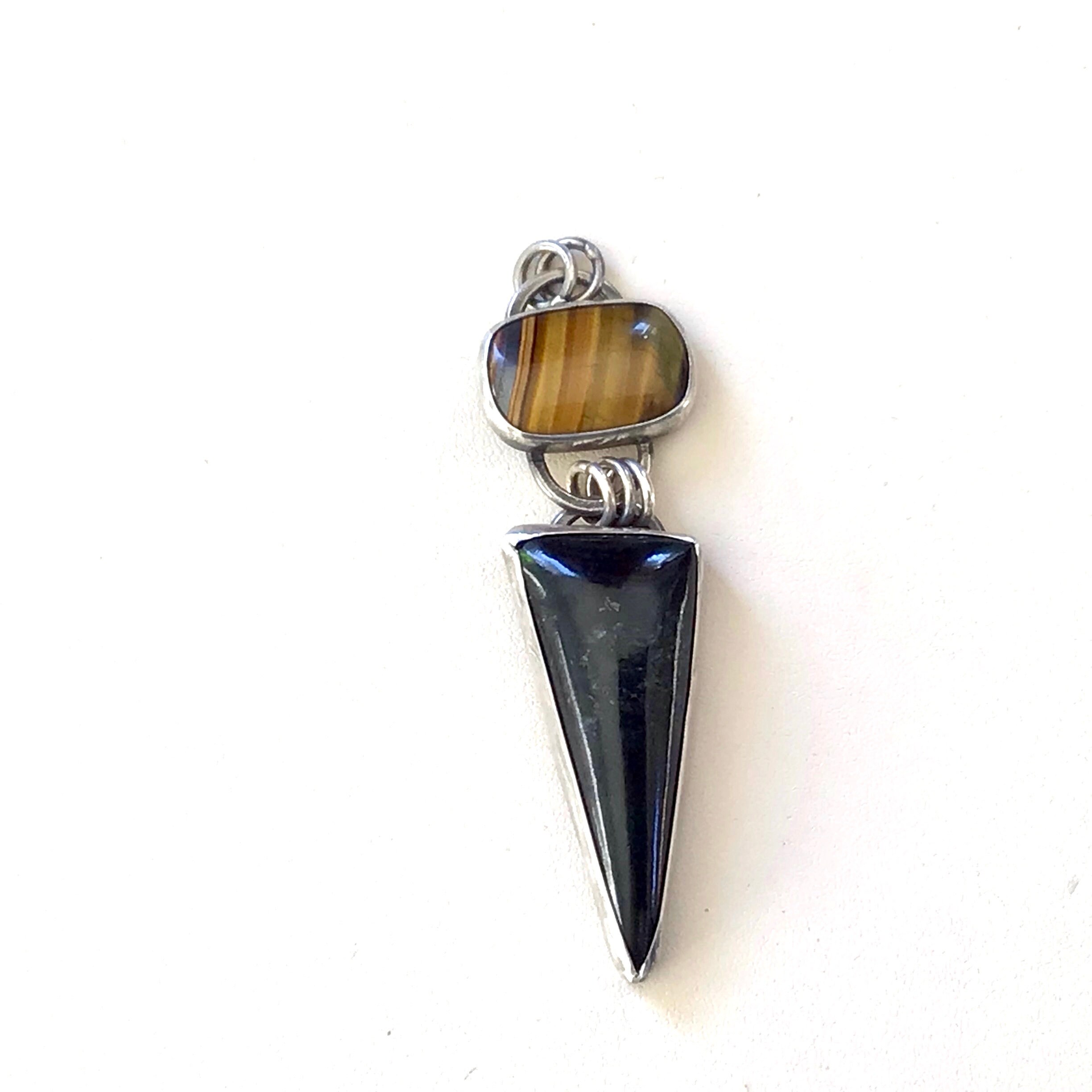 Tiger Eye and Jade Pendant Set in Sterling Silver Etsy