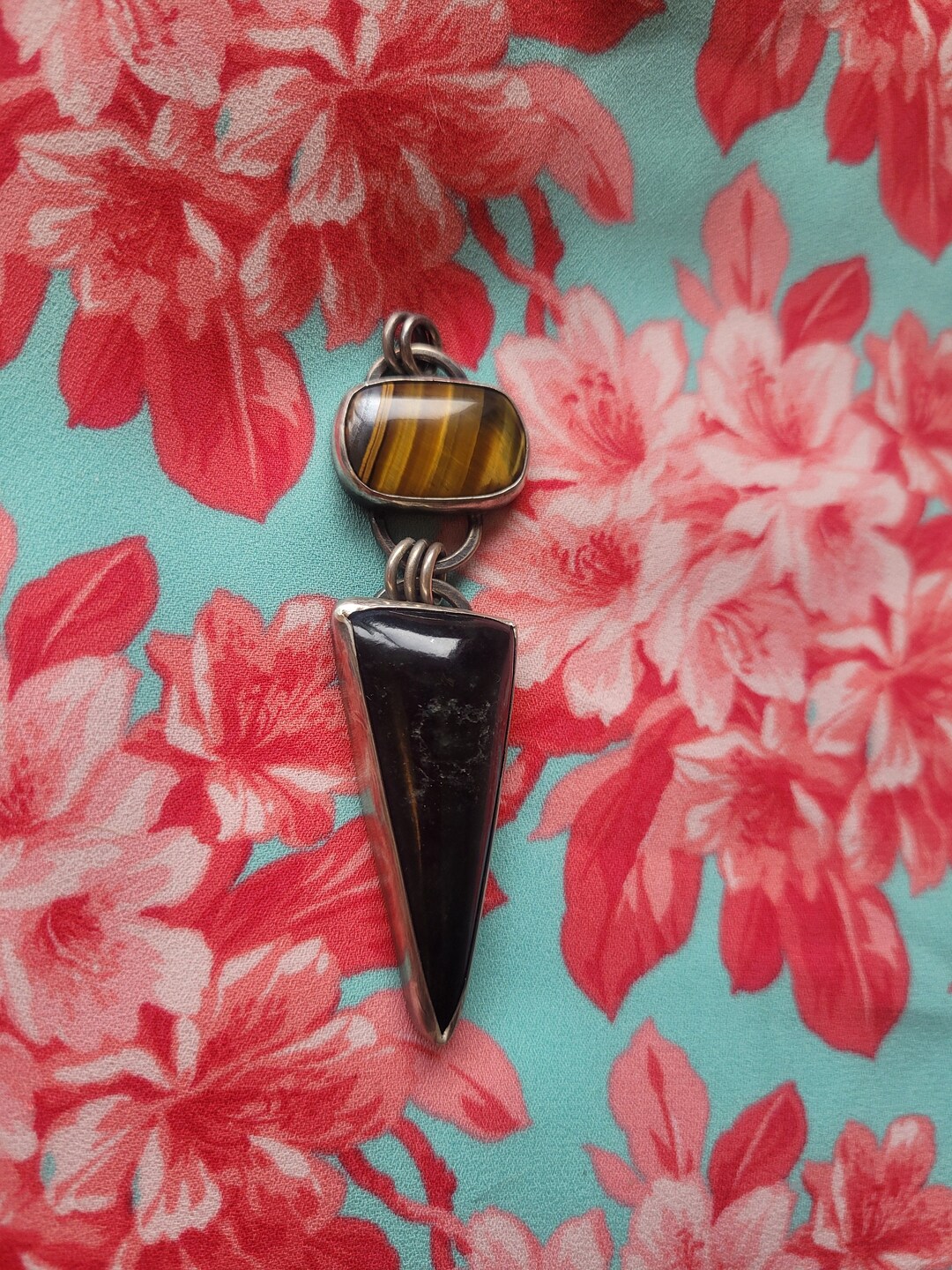 Tiger Eye and Jade Pendant Set in Sterling Silver Etsy