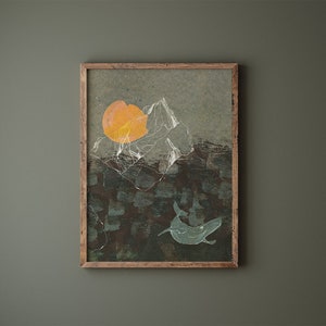 Stampa artistica di balena e iceberg -Islanda-
