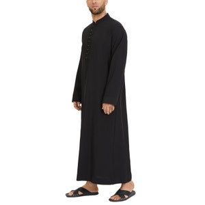 Muslim Arabic Men Clothing Loose Stand Collar Patchwork Long Sleeves Abaya Robe Middle East Islamic Dubai Jubba Thobe Ramadan Prayer dress