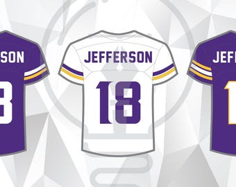 Justin Jefferson Minnesota Football Jersey #18: SVG, PNG, AI Files (Digital Downloads