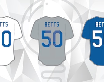Camiseta de béisbol de Mookie Betts de Los Ángeles #50: archivos SVG, PNG y AI